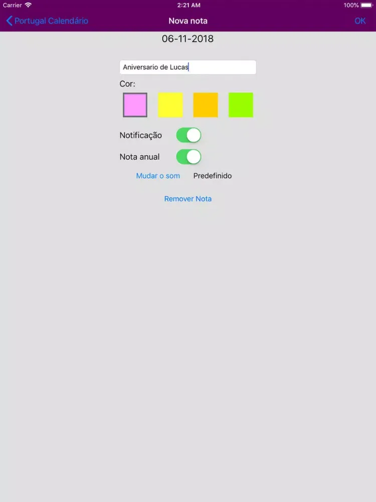 Ảnh chụp màn hình của Calendário 2019 Portugal NoAds iPad 