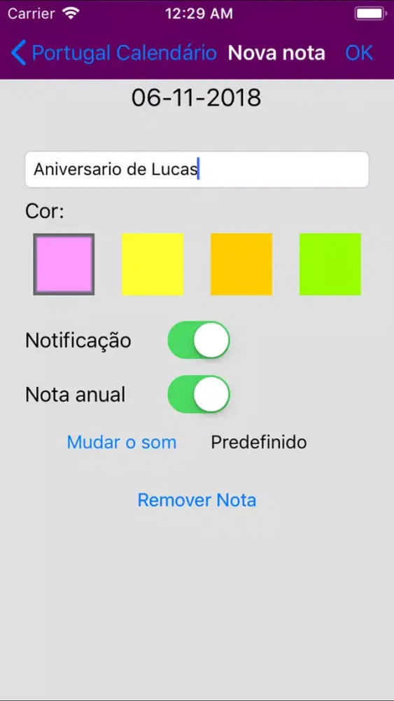 Ảnh chụp màn hình của Calendário 2019 Portugal NoAds