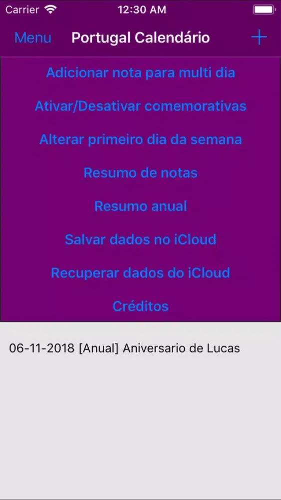 Ảnh chụp màn hình của Calendário 2019 Portugal NoAds
