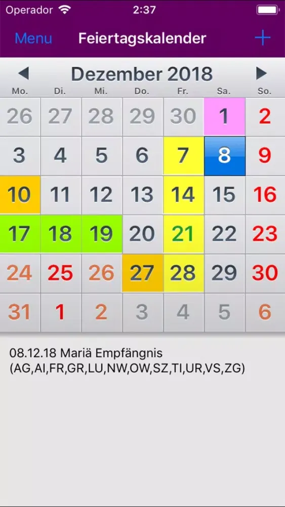 Скриншоты Kalender 2019 Schweiz NoAds