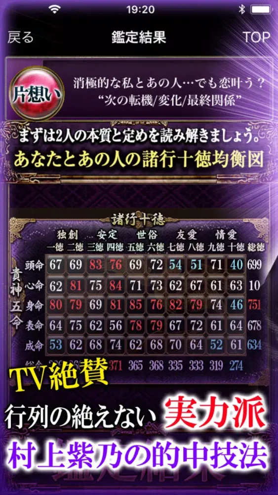 Capturas de tela do 行列ができるTV絶賛占い師　村上紫乃