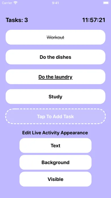Capturas de tela do Tasks - Create Live Activities