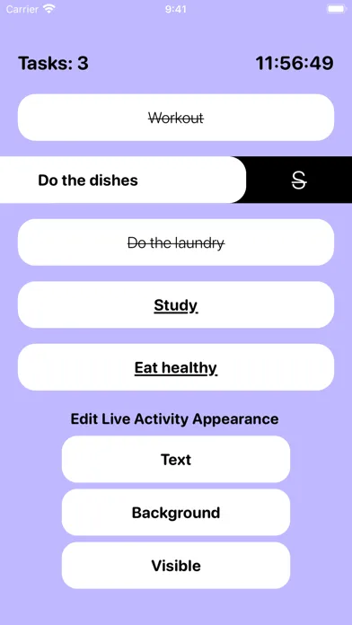 Capturas de tela do Tasks - Create Live Activities