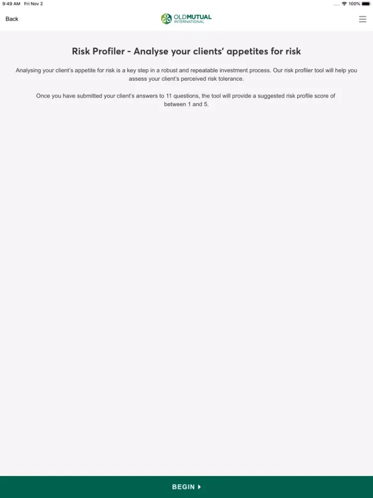 Zrzuty ekranu International Risk Profiler iPad 