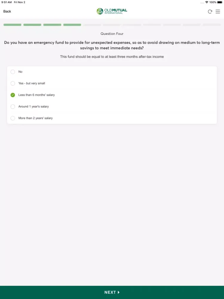 Zrzuty ekranu International Risk Profiler iPad 