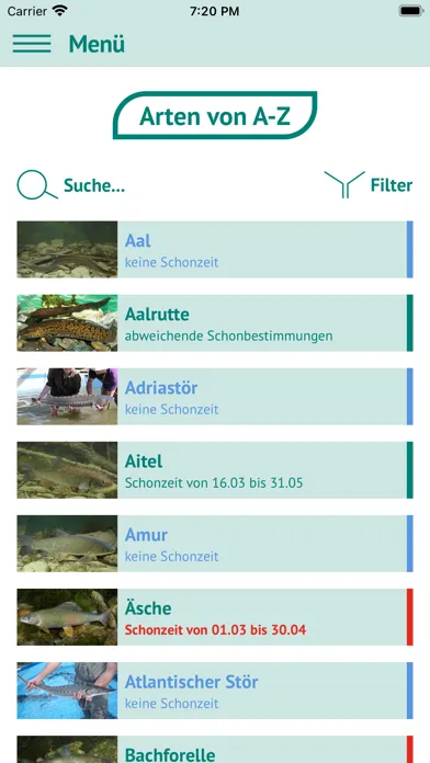 Fische OÖ - Schonbestimmungen Screenshots