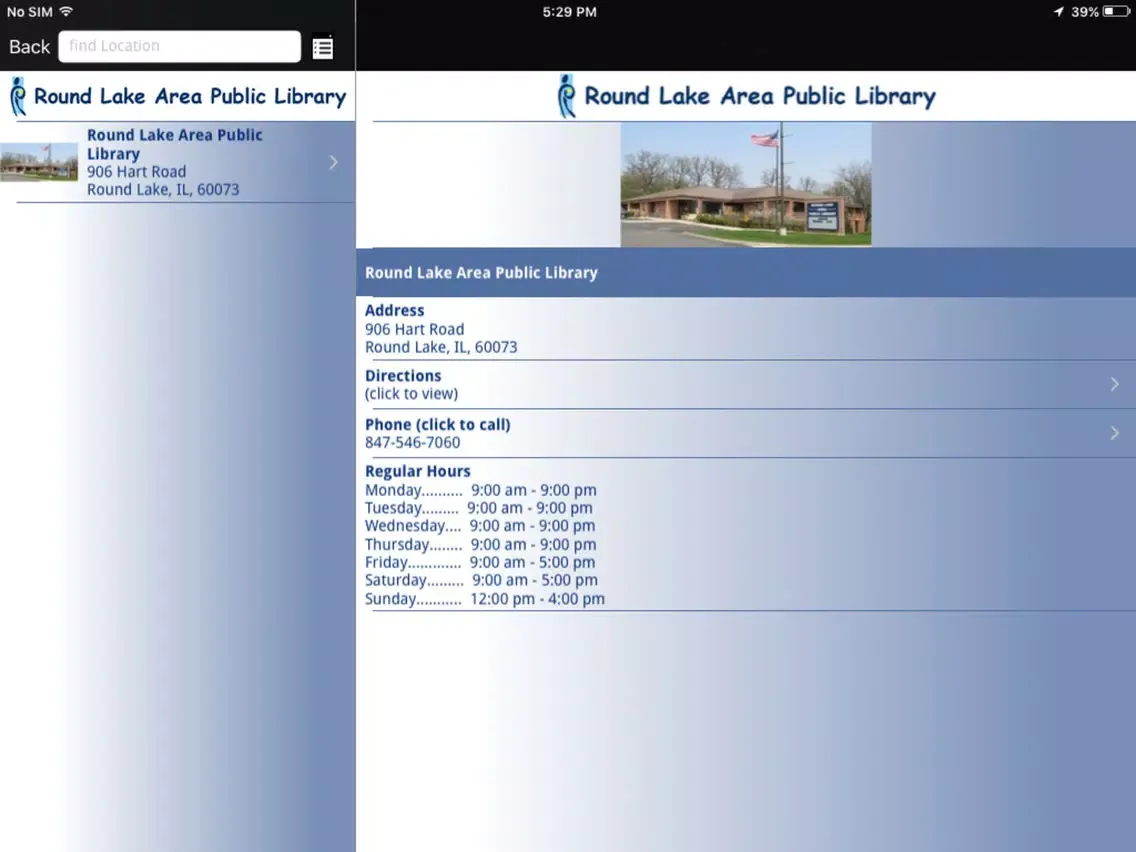 ภาพหน้าจอของ Round Lake Area Library iPad 