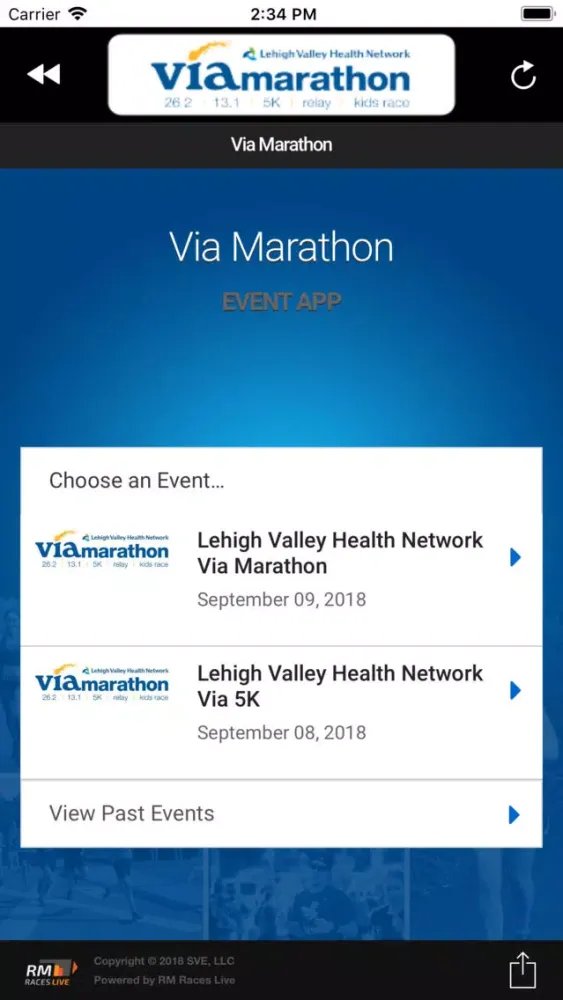 Tangkapan skrin Via Marathon