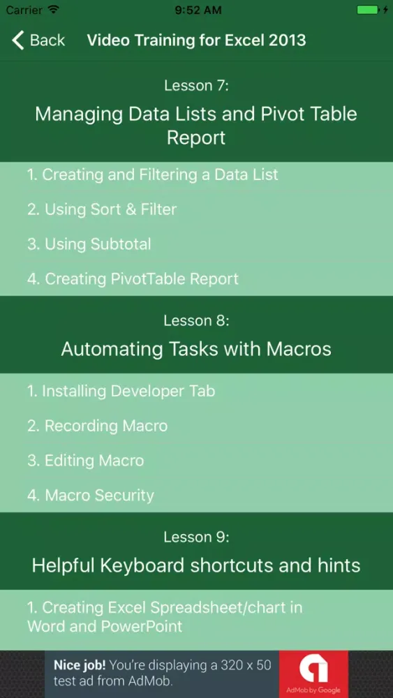 Video Training for Excel 2013 Screenshots