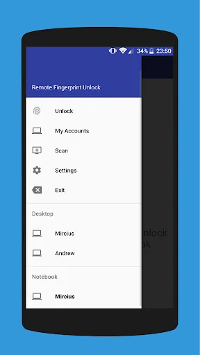 Captures d'écran de Remote Fingerprint Unlock