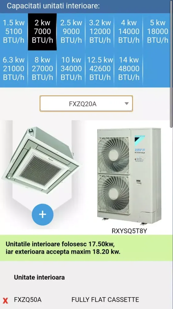 Zrzuty ekranu Daikin VRV Configurator