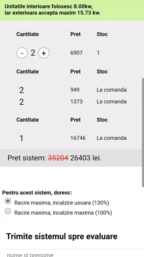 Zrzuty ekranu Daikin VRV Configurator