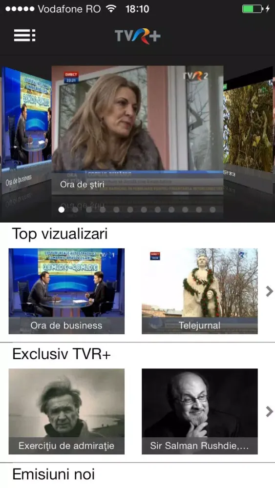 Capturas de tela do TVR+