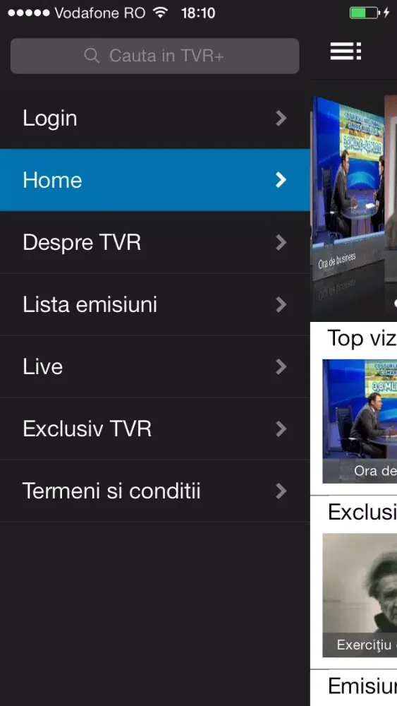 Capturas de tela do TVR+