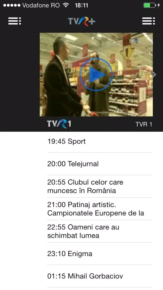 Capturas de tela do TVR+