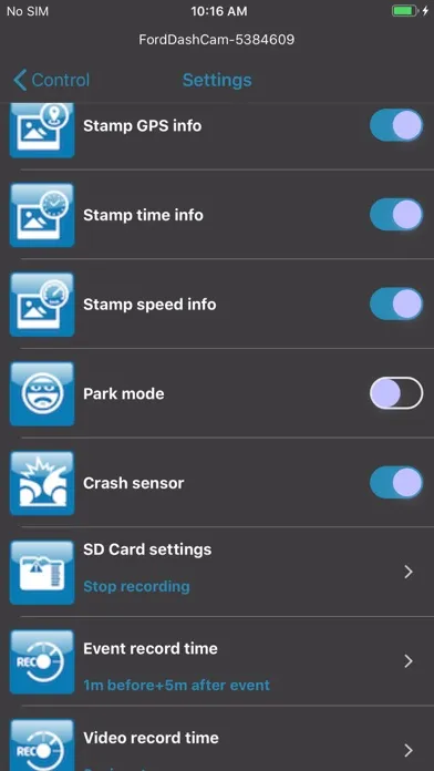 Ảnh chụp màn hình của Ford DashCam