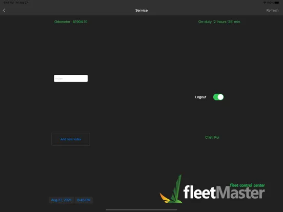 Tangkapan skrin fleetMaster Driver iPad 