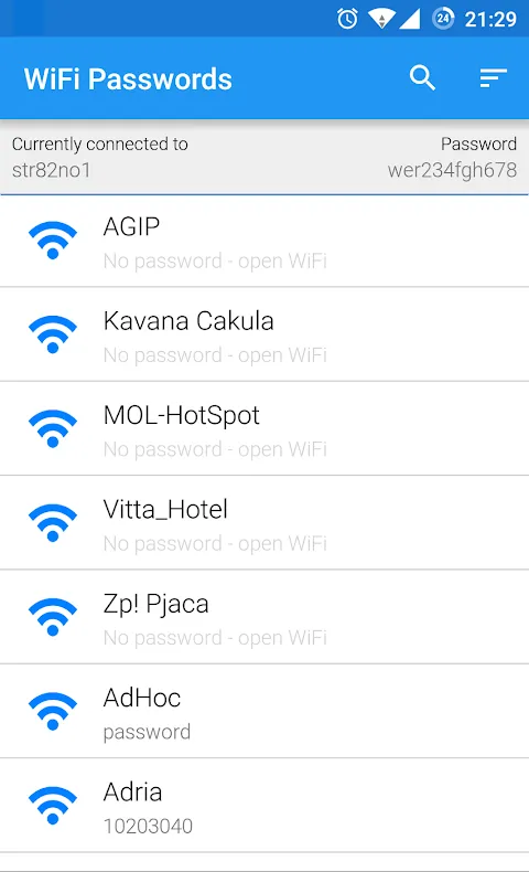 ภาพหน้าจอของ WiFi Passwords