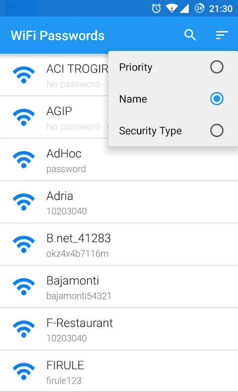 ภาพหน้าจอของ WiFi Passwords