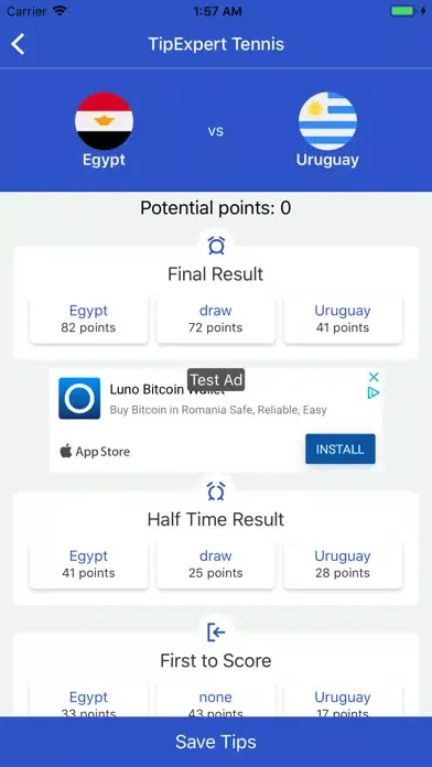 Capturas de tela do TipExpert Football