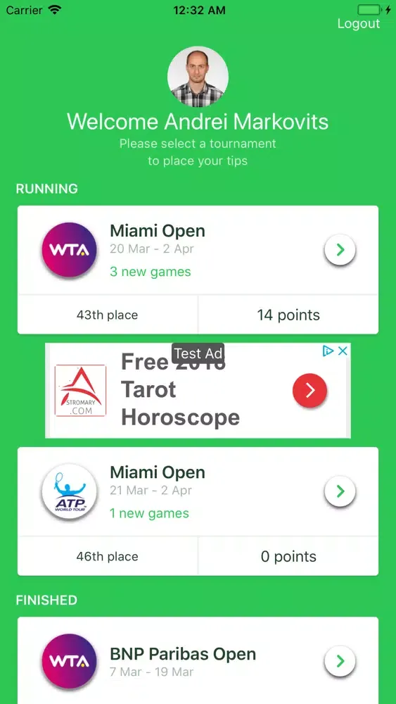 Ảnh chụp màn hình của TipExpert Tennis