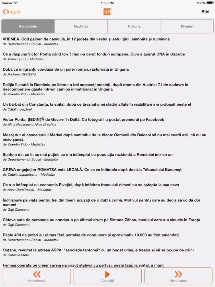 Скриншоты Hear News iPad 