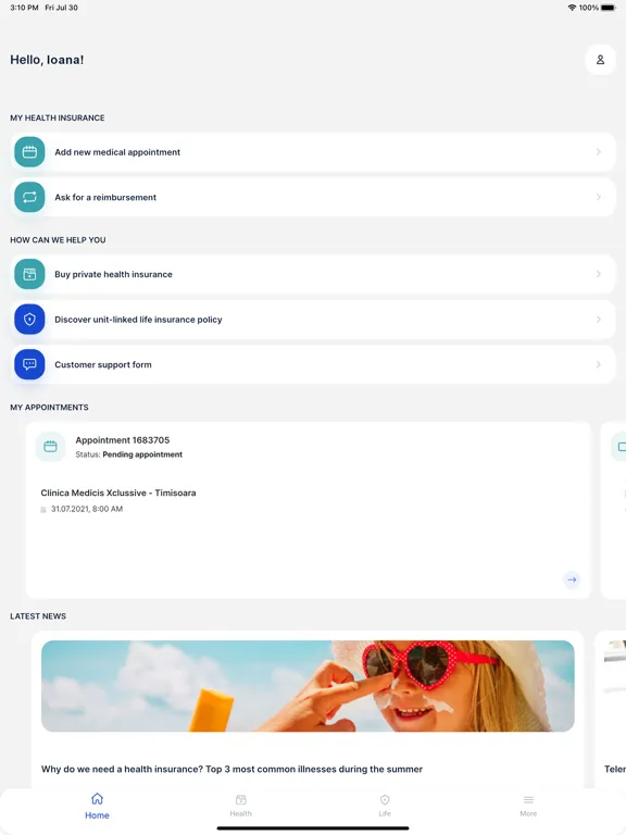 Ảnh chụp màn hình của Signal Care Assistant iPad 