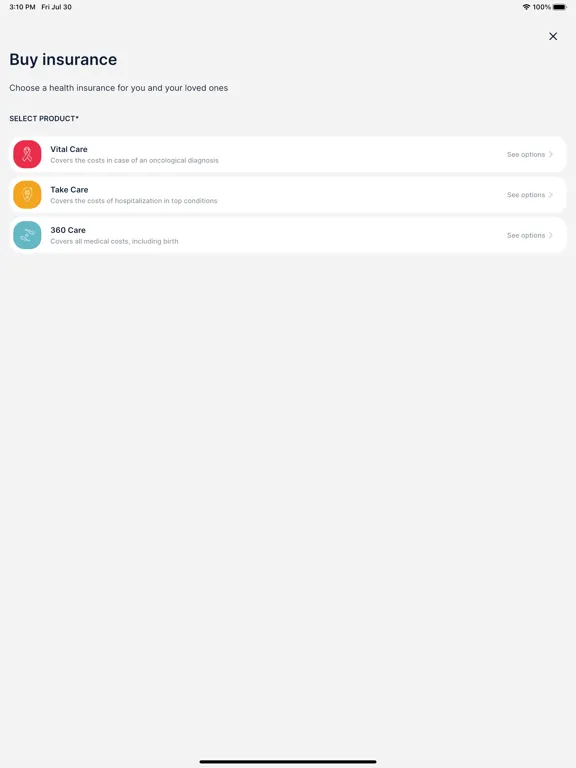 Ảnh chụp màn hình của Signal Care Assistant iPad 