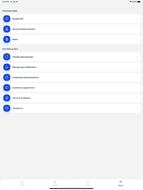 Ảnh chụp màn hình của Signal Care Assistant iPad 