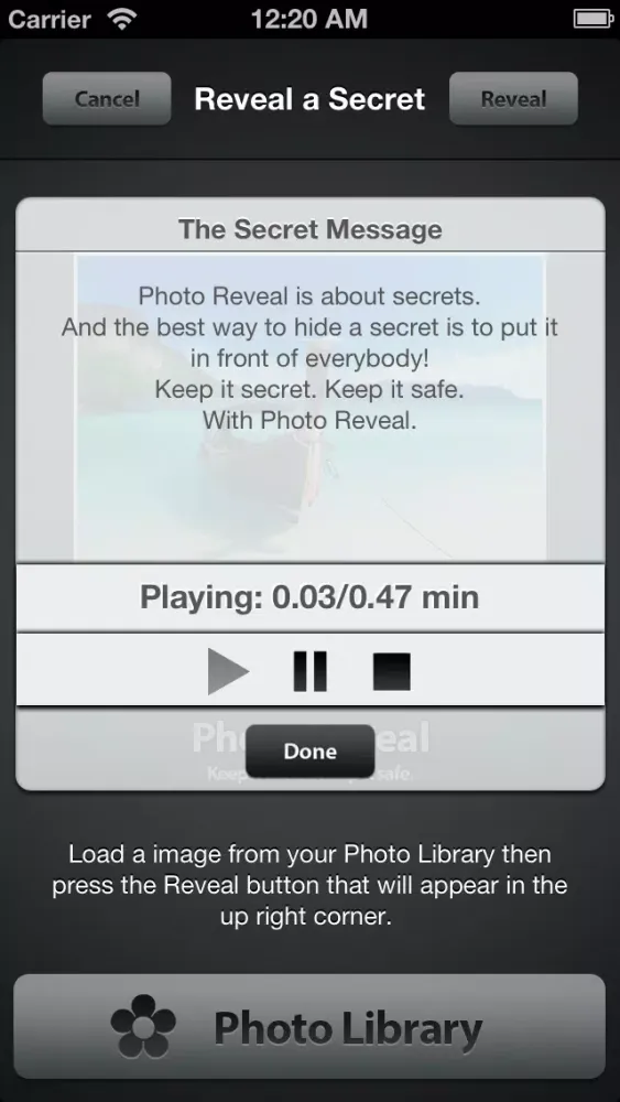 تصاویر Photo Reveal - Encrypted secret text and audio messages hidden in images