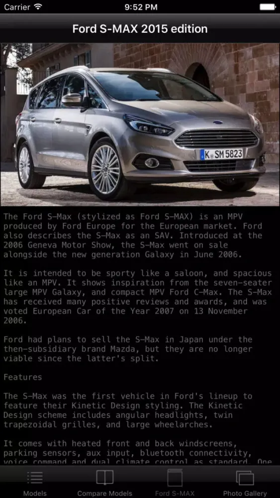 Capturas de tela do Specs for Ford S-MAX 2015 edition