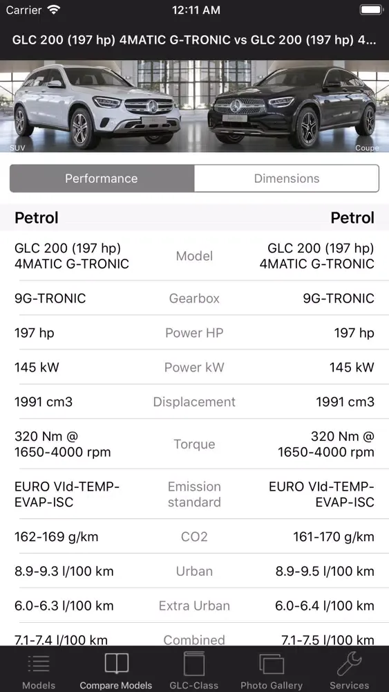 Specs for MBZ GLC-Class 2019 سکرین شاٹس