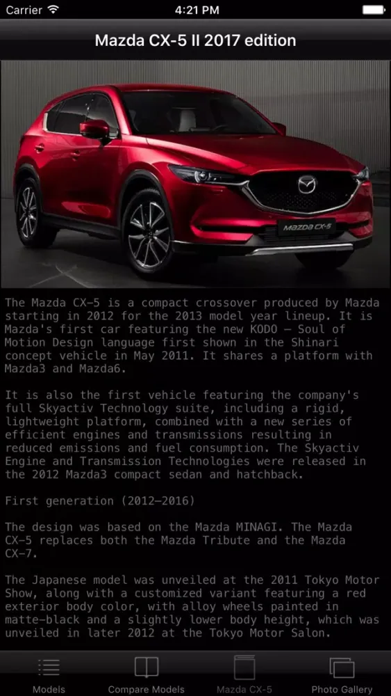 Capturas de tela do Specs for Mazda CX-5 II 2017 edition