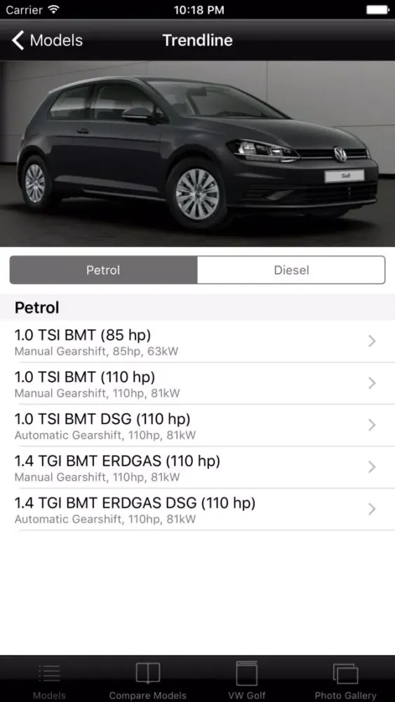 Capturas de tela do Specs for VW Golf VII facelift 2016 edition