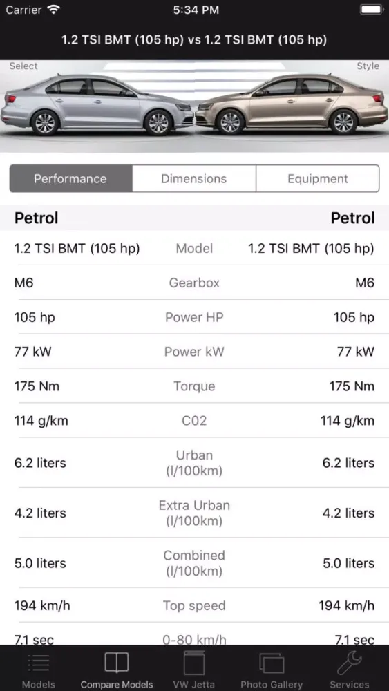 CarSpecs VW Jetta 2014 Screenshots