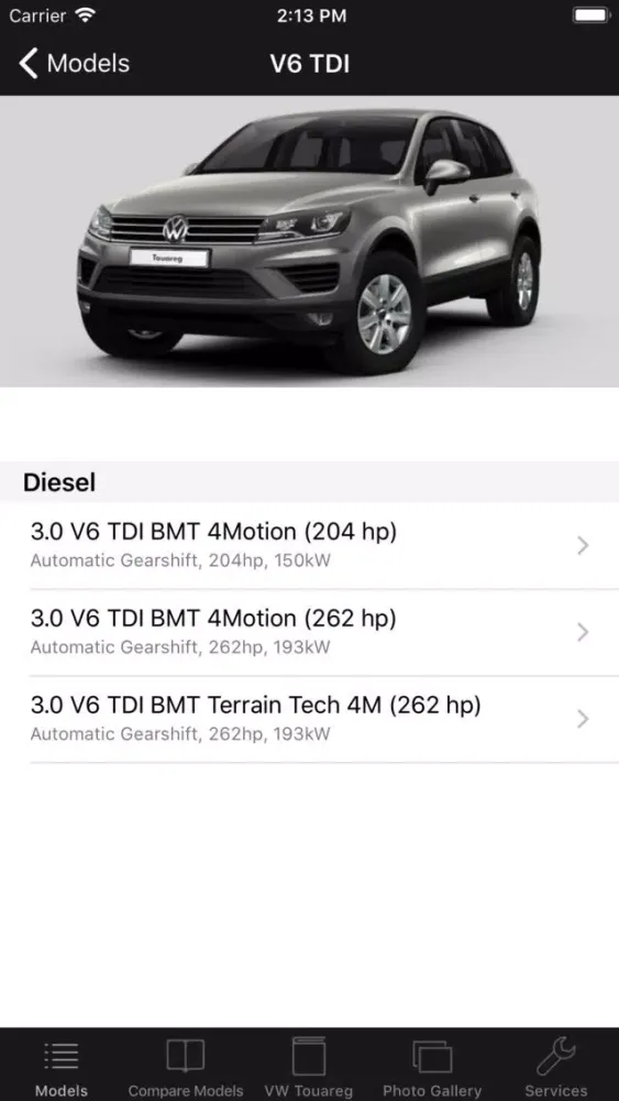 CarSpecs VW Touareg 2015 Ekran Görüntüleri