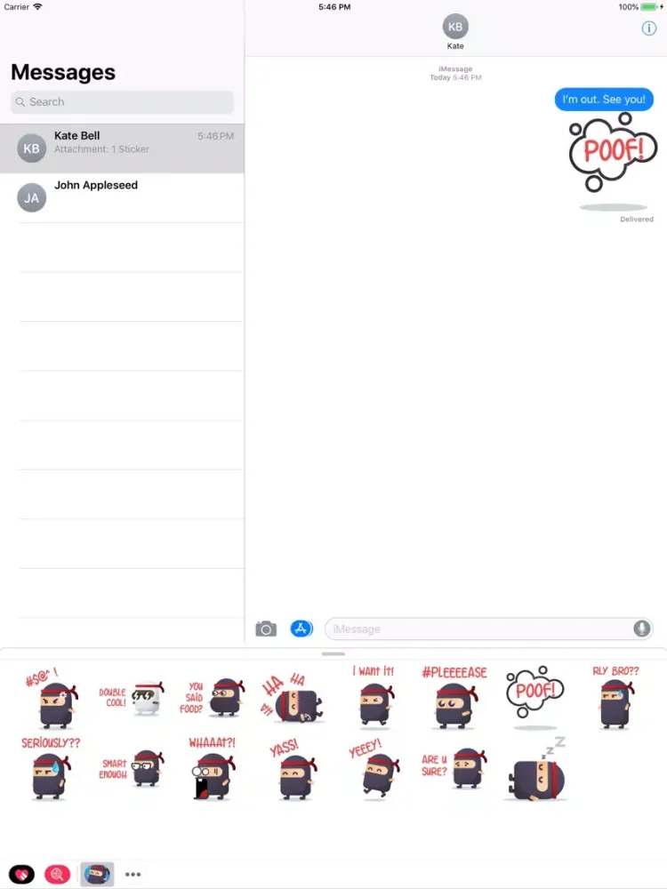 Tangkapan layar Ninja Dojo Stickers iPad 