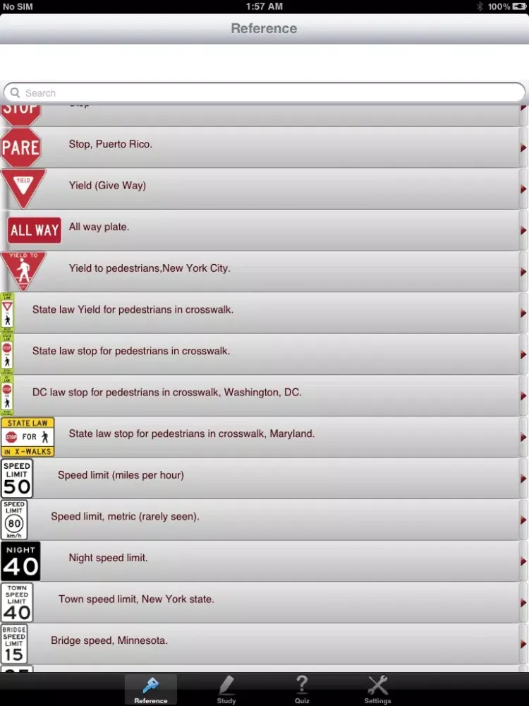 ภาพหน้าจอของ Road Signs (Free) for US, UK and Europe iPad 