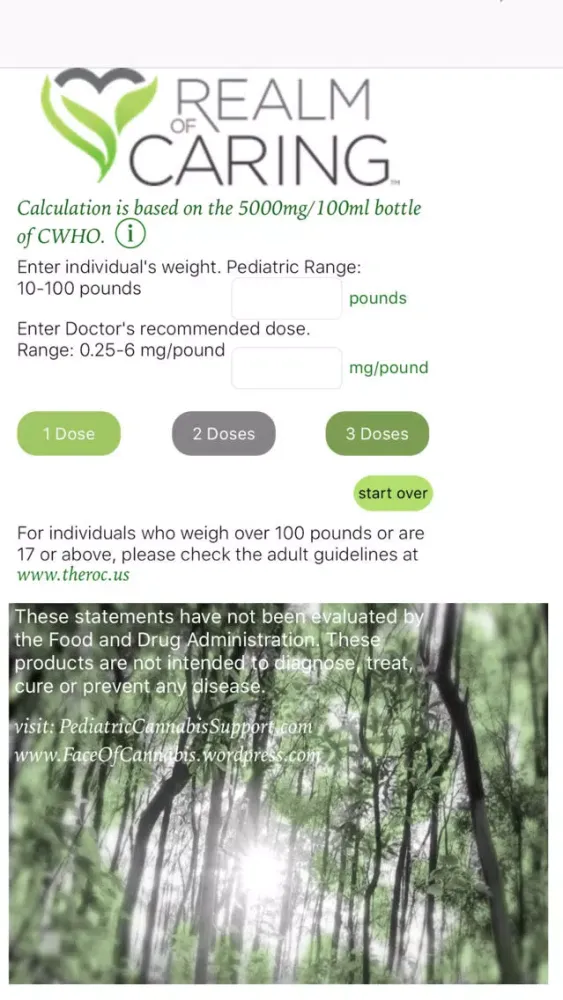 Realm of Caring CWHO Calculator for iPhone स्क्रीनशॉट