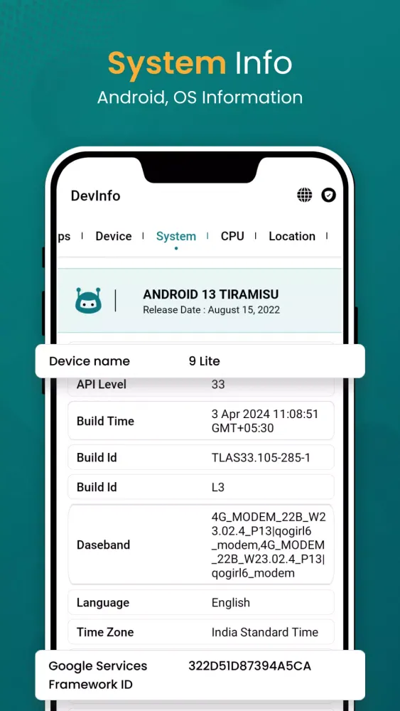 Device Info View: Phone Info應用截圖