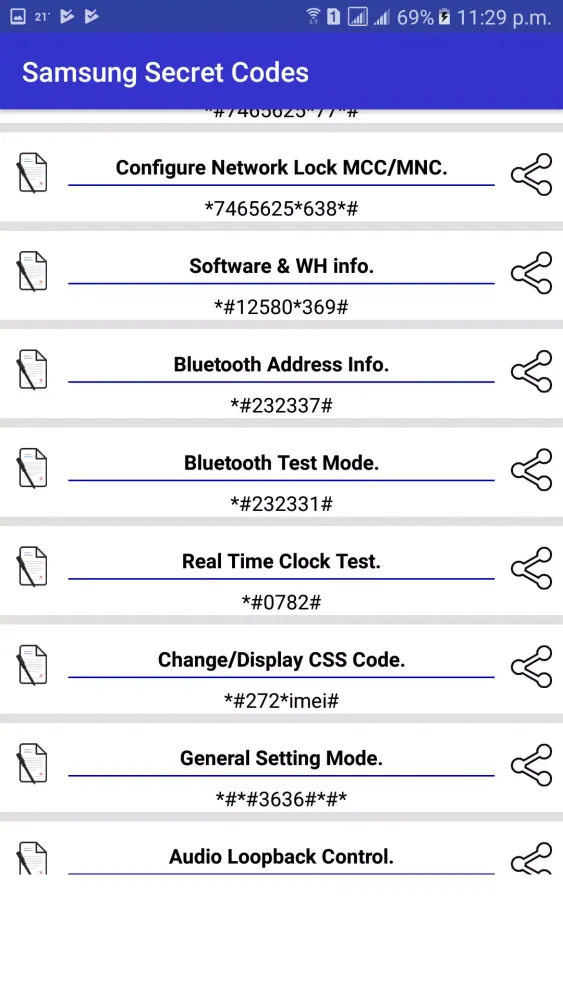 Samsung Secret Codes Screenshots