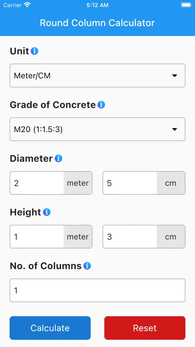 Round Column Calculator スクリーンショット