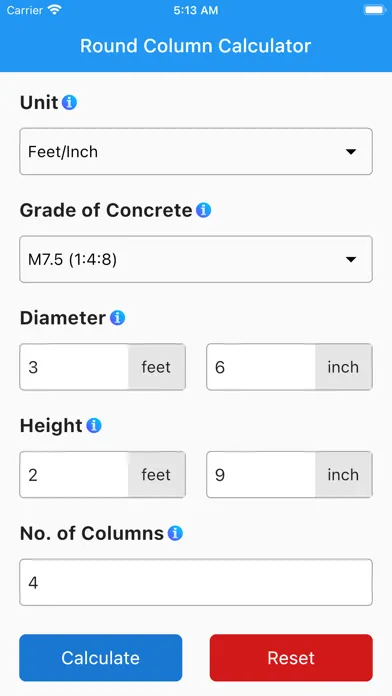 Round Column Calculator スクリーンショット