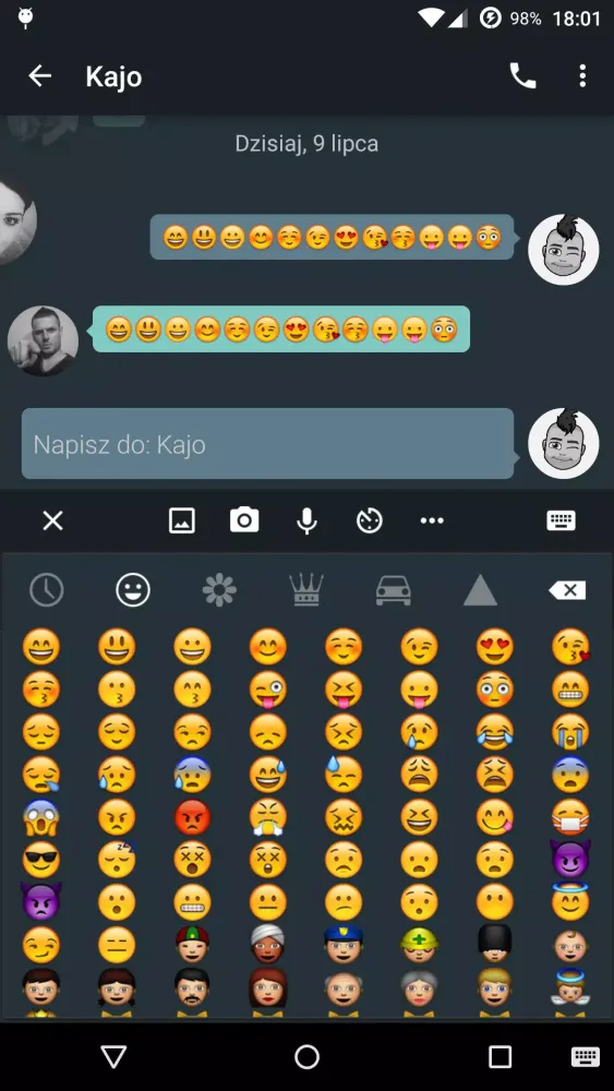 Tangkapan layar YAATA emoji plugin