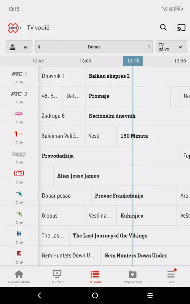 Captures d'écran de Xplore TV Srbija