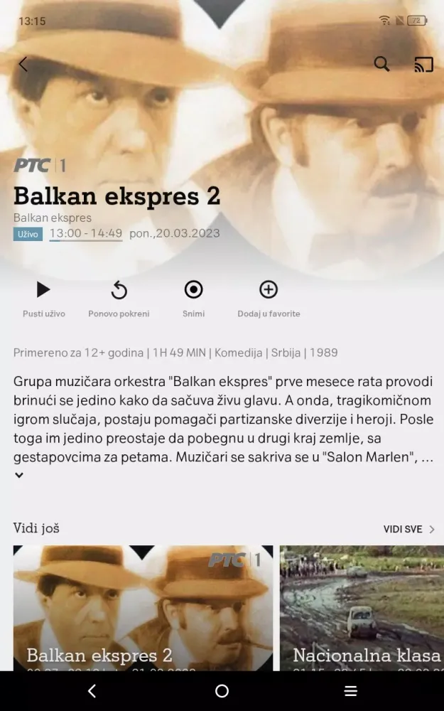 Captures d'écran de Xplore TV Srbija