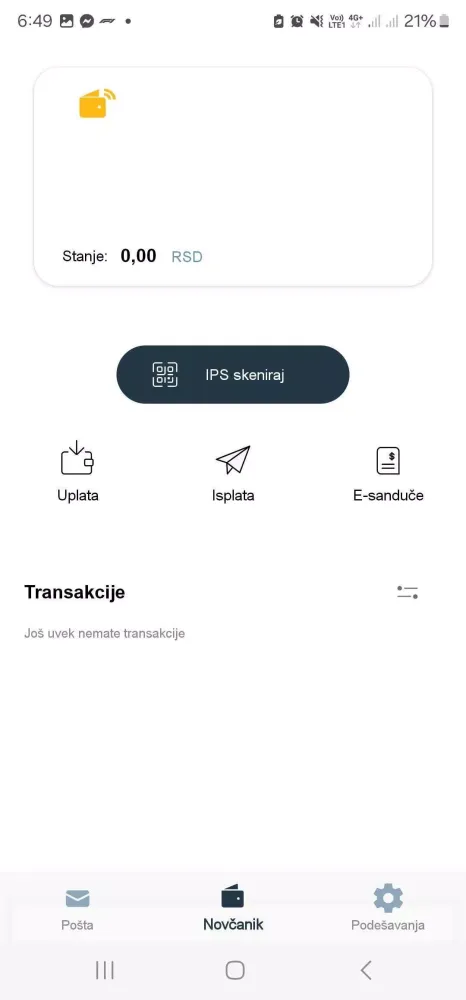 Screenshot di Pošta Srbije