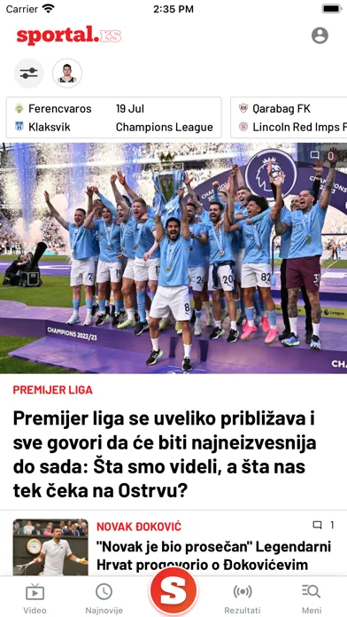 Tangkapan skrin Sportal Srbija