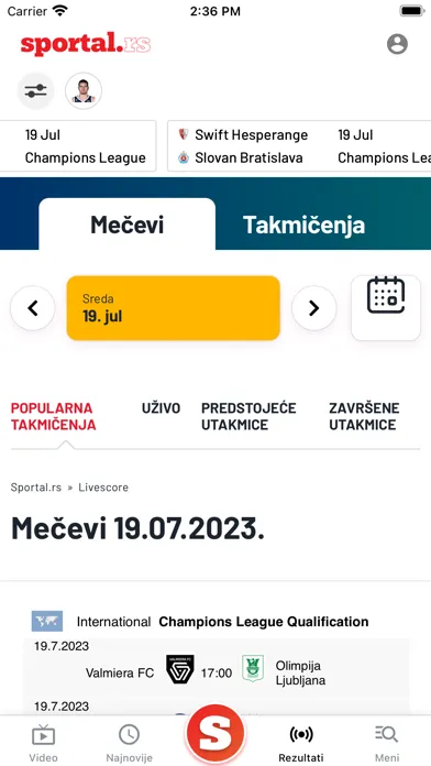 Tangkapan skrin Sportal Srbija