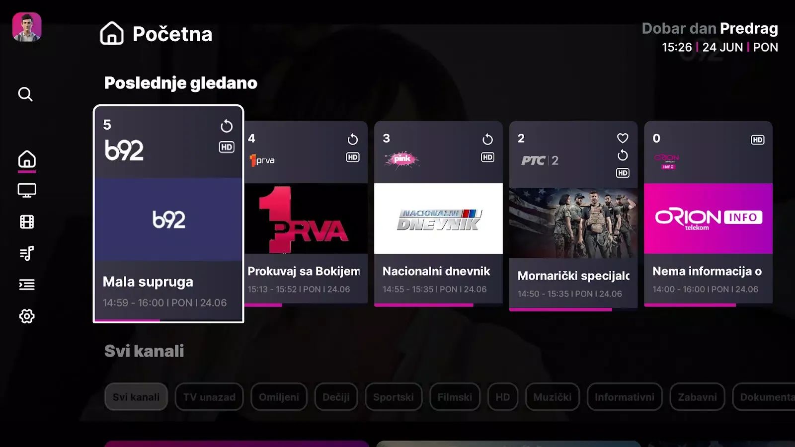 Captures d'écran de Orion TV